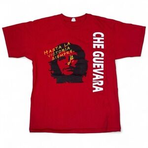 Vintage Che Guevara Red Graphic Tee Men's Size Large Cuba Revolutionary Tee Y2K